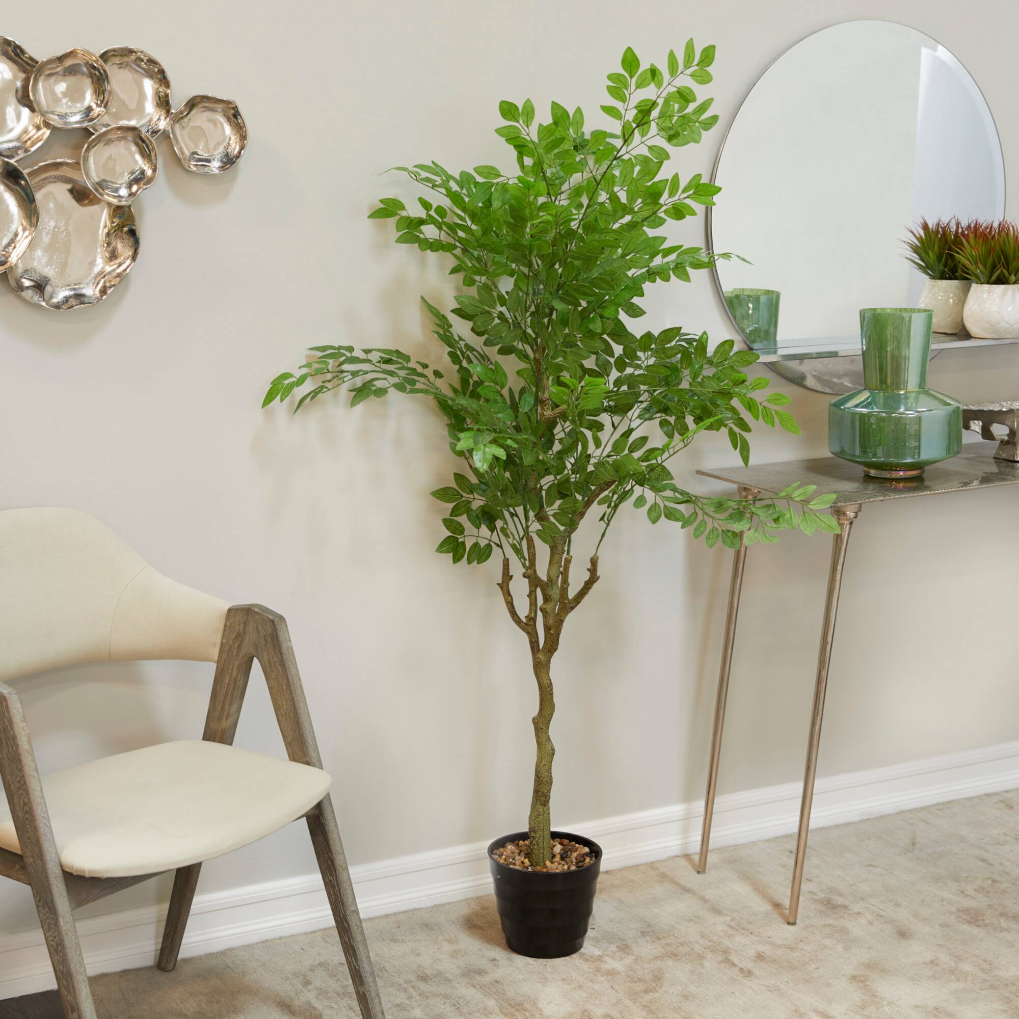 61" Green Vinyl Contemporary Potted Artificial Tree
